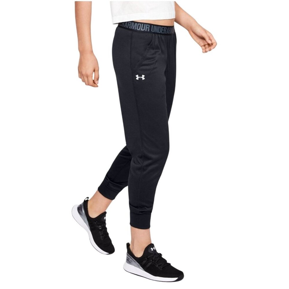 Under Armour Womens Play Up Jogger Pants M Black HeatGear Loose Fit Athletic
